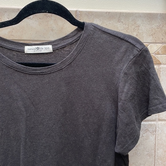 Charcoal Gray Natural Like Cropped Tee Shirt - Picture 2 of 7